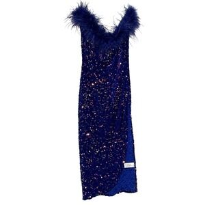 Blue Sequin Dress Women's Large Party Cocktail